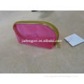 Cambered PVC Cosmetic Bag with Gold PU Piping